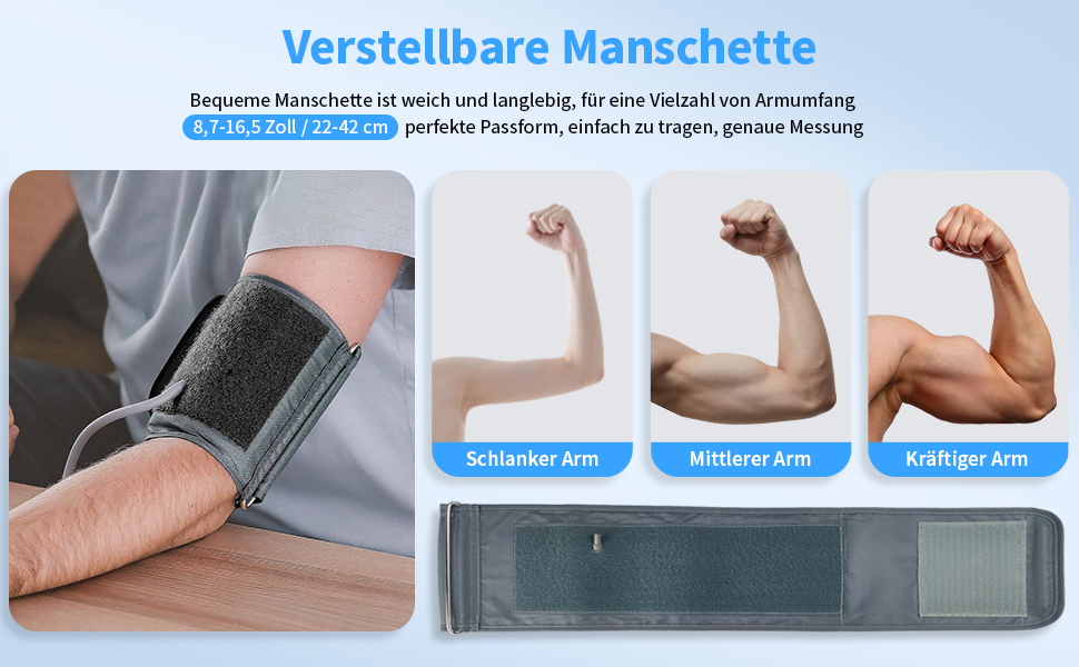 Тонометр на плече з великим LED-дисплеєм, визначення аритмії, вимірювання пульсу та індикатор ризику, 2×199 місця пам'яті, USB-порт, манжета 22-42 см