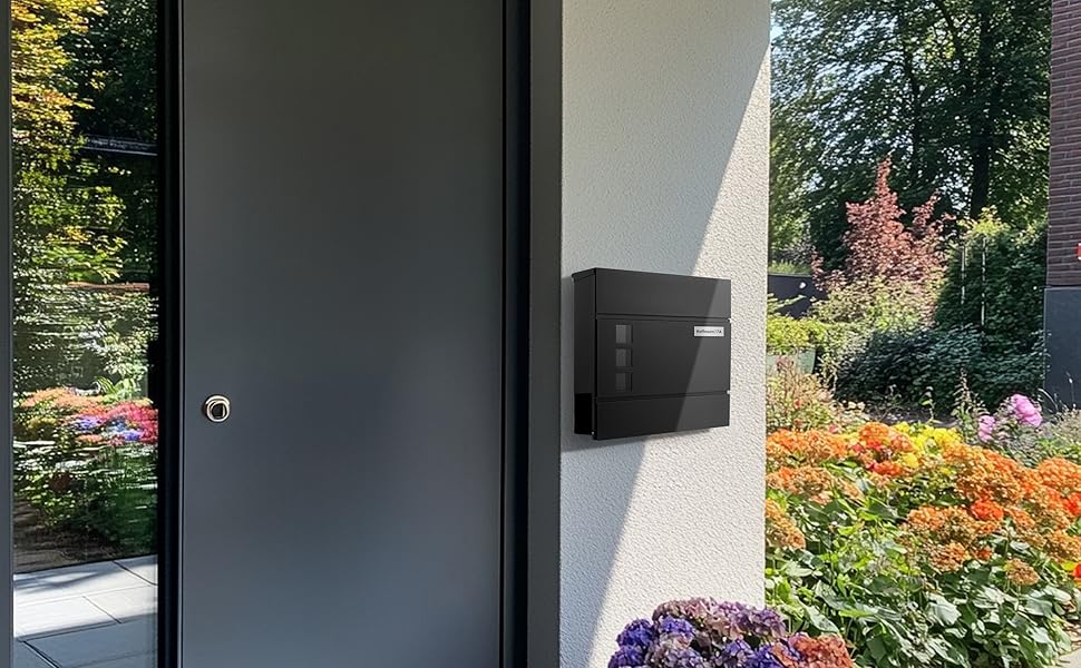 Поштовий ящик Zedelmaier з нержавіючої сталі, персоналізований, настінний, з відділенням для преси, 2 ключі, антрацит, 33x31x10 см