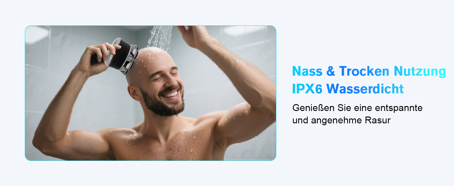 Електричний бритва Carehabi для гоління голови, чоловічий, водонепроникний IPX6, 7D плаваючі головки, LED-дисплей, акумуляторна, для сухого та вологого гоління, для подорожей