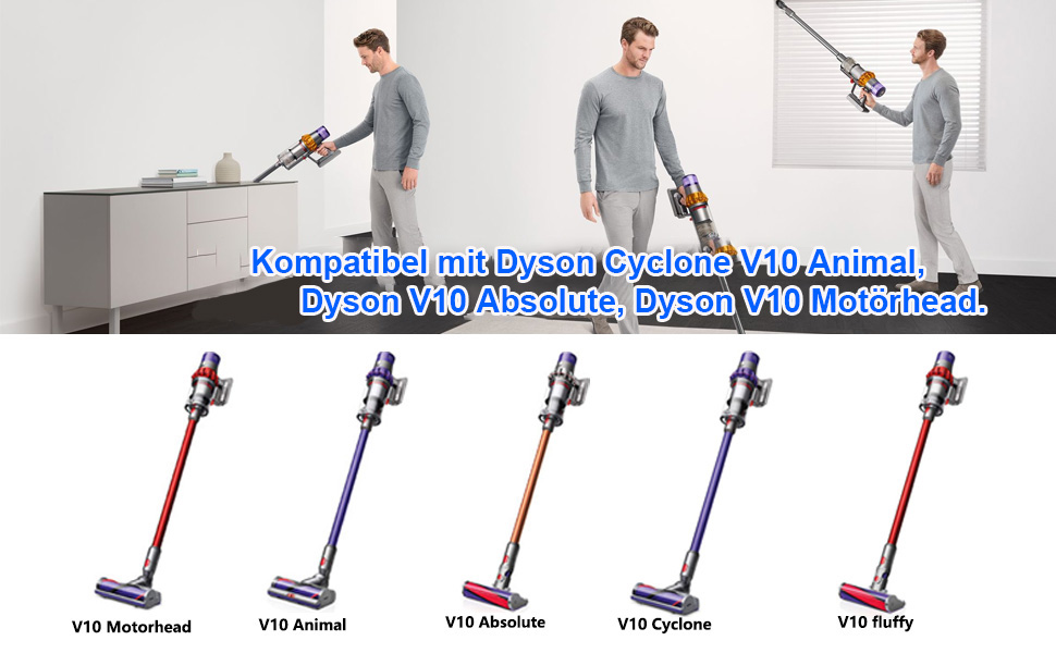 Замінний акумулятор 6000mAh V10 для пилососів Dyson V10 Animal/Absolute/Motörhead/Tier/Fluffy (з фільтром та щіткою)