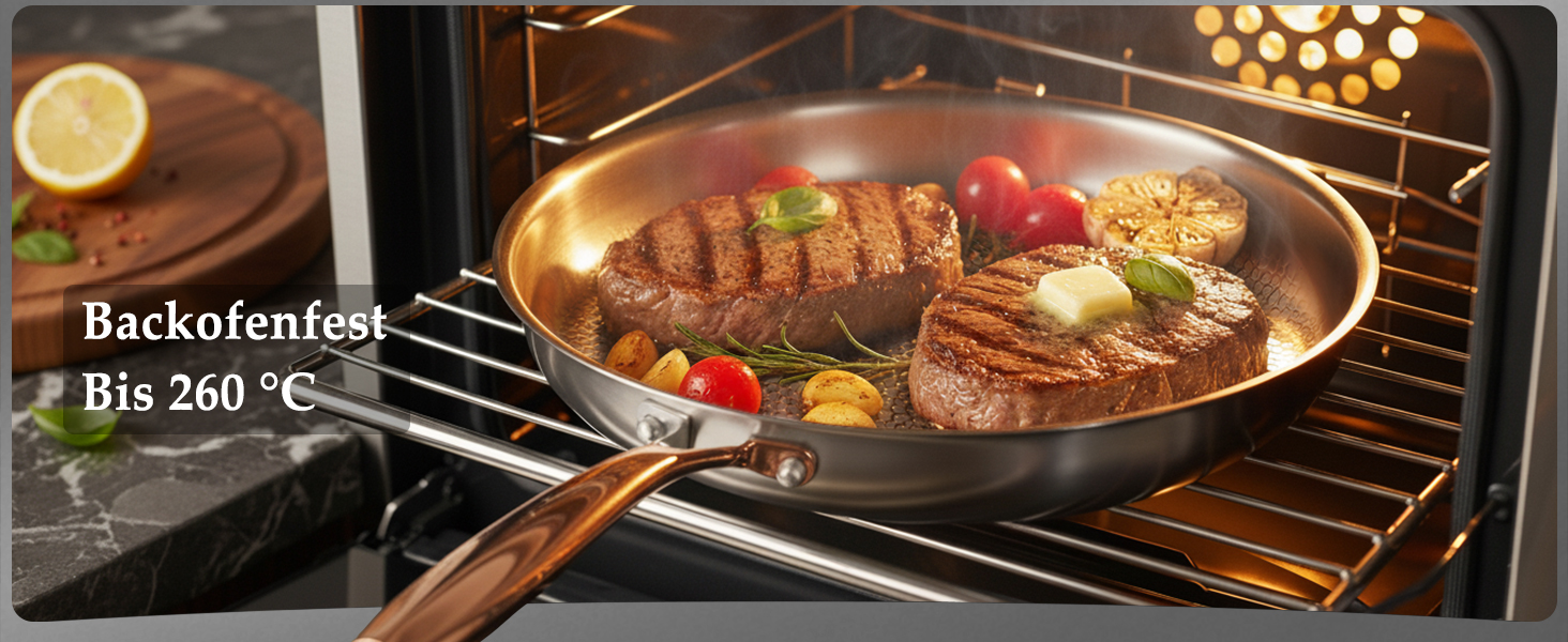 Сковорода з нержавіючої сталі 30 см Titan, з кришкою, для індукційних плит, 18/10, підходить для духовки та посудомийної машини