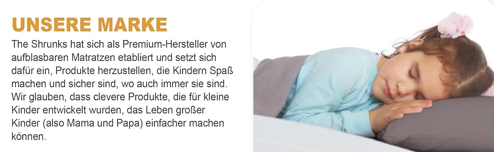 Надувне дитяче ліжко Shrunks® з бортиками - зручне для подорожей, кемпінгу та готелів. Біле/коричневе ліжко-матрац 152 x 94 см для малюків