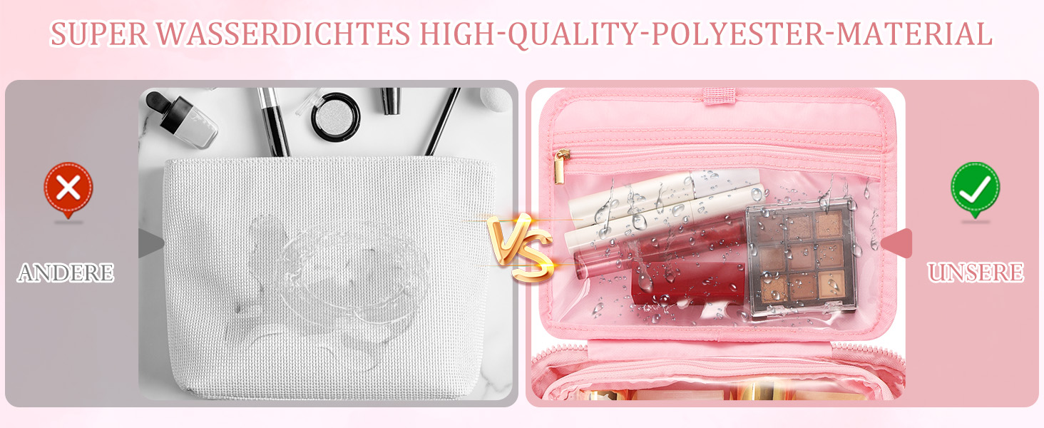 Кришталево-рожева дорожня косметичка для жінок з організатором для прикрас та гачком, водонепроникна, з кількома відділеннями