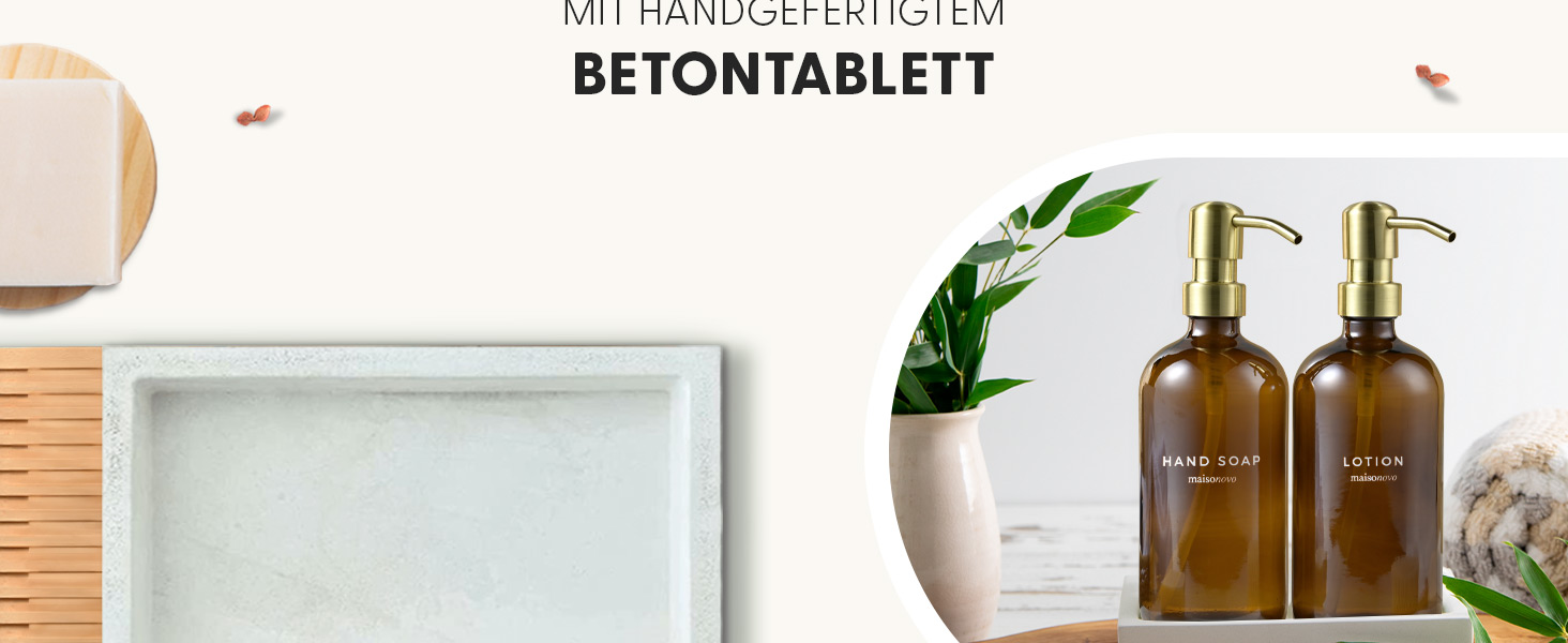 Набір диспенсерів для мила та лосьйону MaisoNovo (2 шт.) з підносом з шиферу – 500 мл, чорний колір