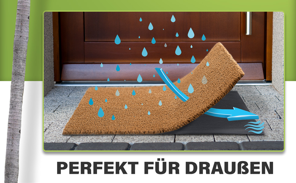 Кокосовий килимок для підлоги [водостійкий] - надміцний - для входу [зовнішній] - килимок для входу 40x60 см, натуральний