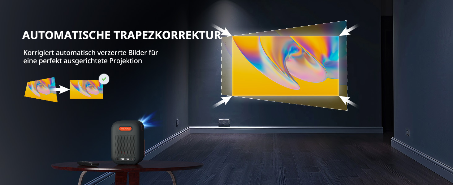 WEMAX Mini проєктор 4K з Netflix та Google TV, портативний, Dolby Audio, WiFi, Bluetooth для домашнього кіно та відпочинку на природі