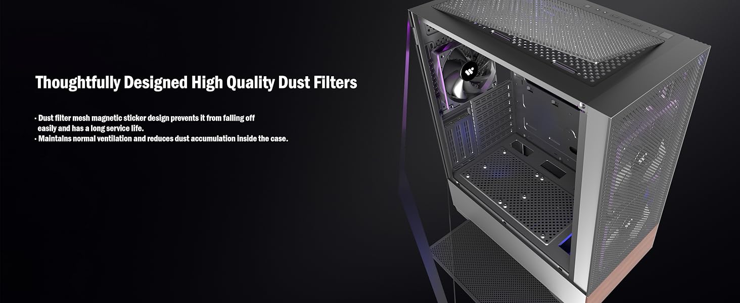 Корпус ПК KEDIERS ATX Tower для ігрового комп'ютера з загартованим склом (чорний, 3 вентилятори без LED)