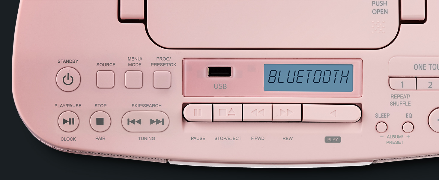 MEDION DRX-1 Plus Boombox: Портативна радіосистема з DAB+, Bluetooth, CD-плеєром, MP3, касетним провідником, AUX, акумулятором та мережевим живленням, зелений/рожевий колір