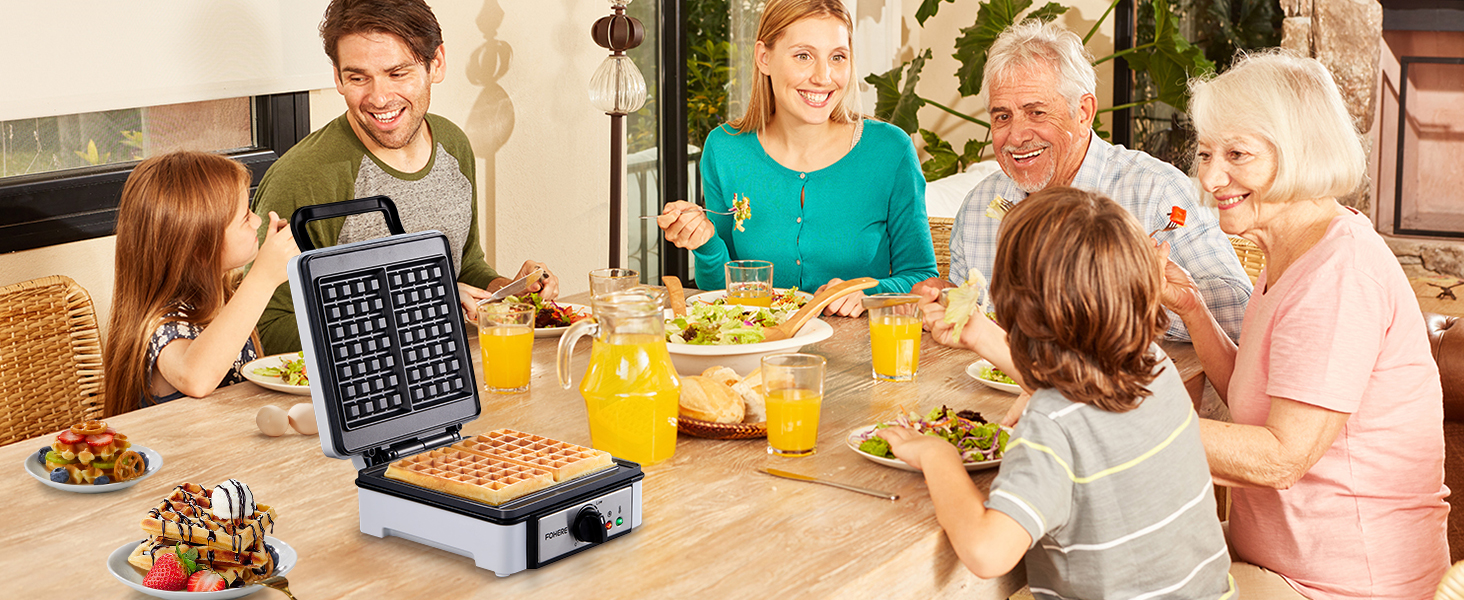 Електричний вафельниця FOHERE 2 шт. | 1200 Вт | Вафельниця, гриль для сендвічів, тостер | Антипригарне покриття