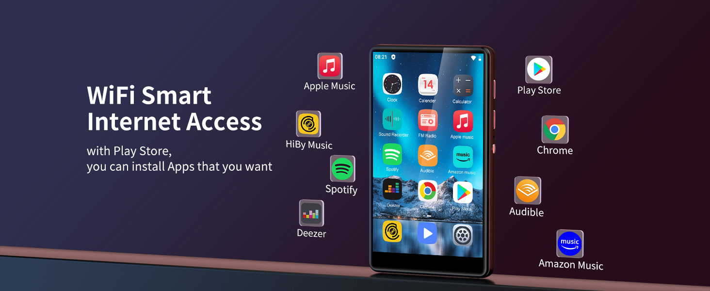 MP3 плеєр SWOFY 80GB з Bluetooth та Wi-Fi, 4.0