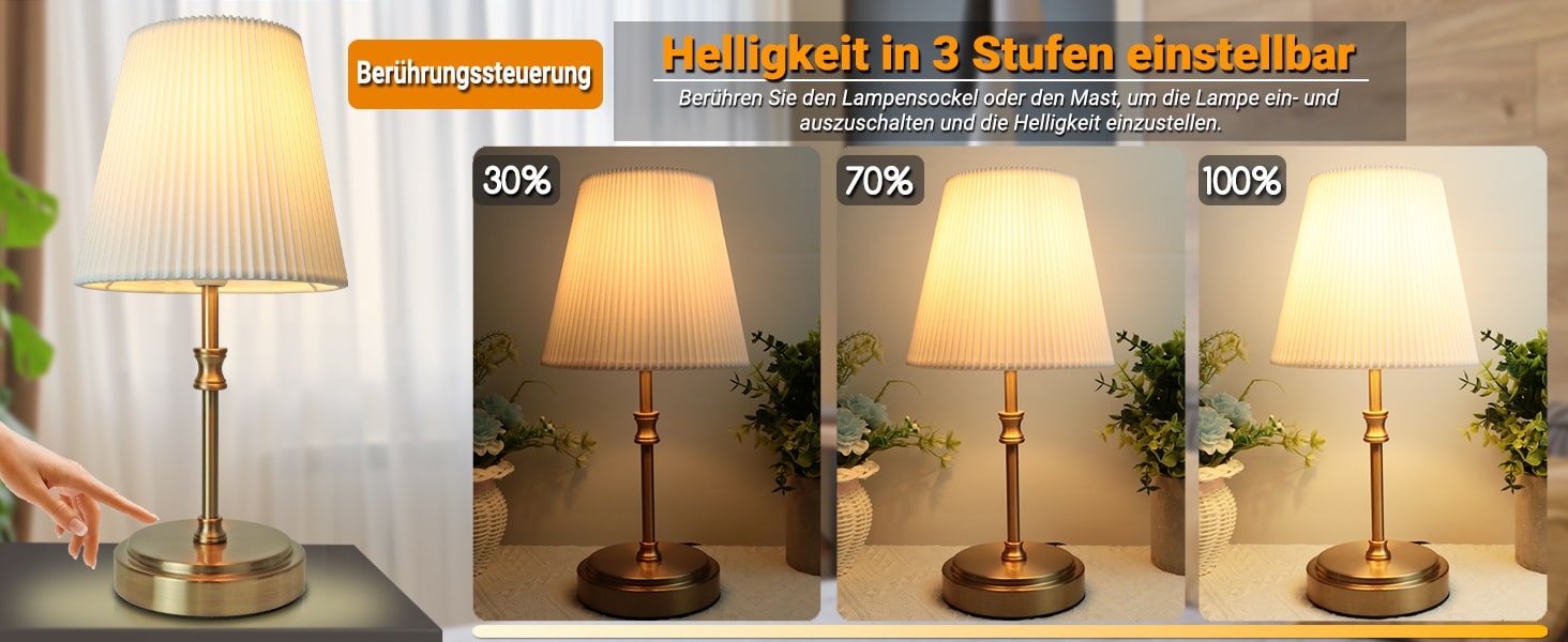 Настільна лампа Touch з регулюванням яскравості, 31.5 см, золото. Ідеально для спальні, вітальні, як подарунок на Різдво.