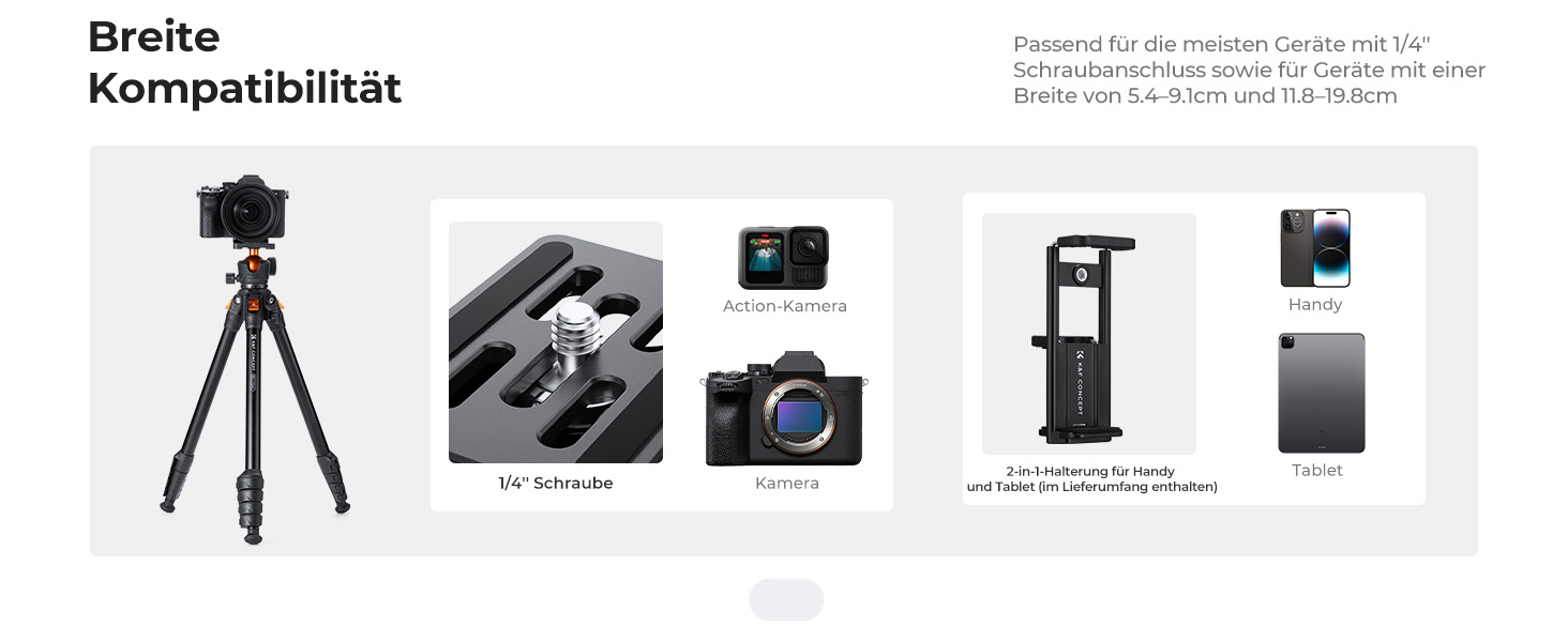 Штатив K&F Concept 163CM з алюмінію: легкий та компактний, до 10 кг, для DSLR, телескопів, камер та смартфонів