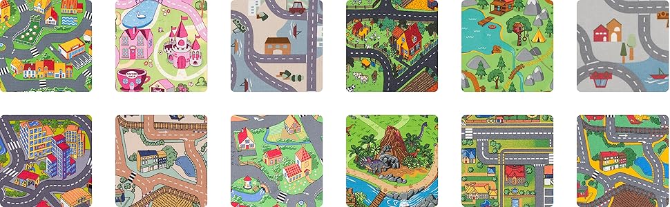 Дитячий килим Snapstyle для ігор, рожевий, 80x160 см, прямокутний, міцний та легкий у догляді, з малюнком дороги для дитячої кімнати