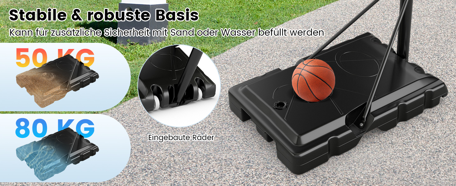 COSTWAY Adjustable Height Basketball Hoop System - Outdoor Mobile Basketball Stand with Wheels & Weight Bag (149-305cm)