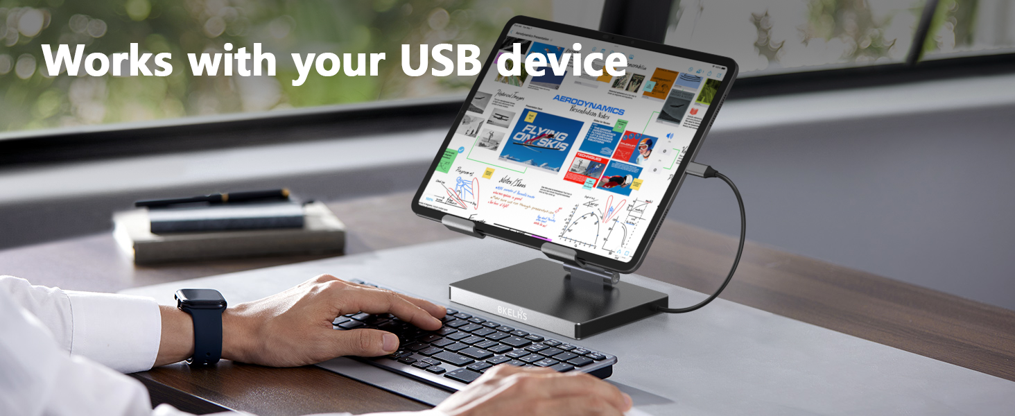 Хаб-станція для iPad Pro/Air M5/M3/M4 з USB-C, 9-в-1: HDMI 4K, RJ45, SD/TF, 3 USB 3.0, 3.5mm Audio, для Samsung Tablet