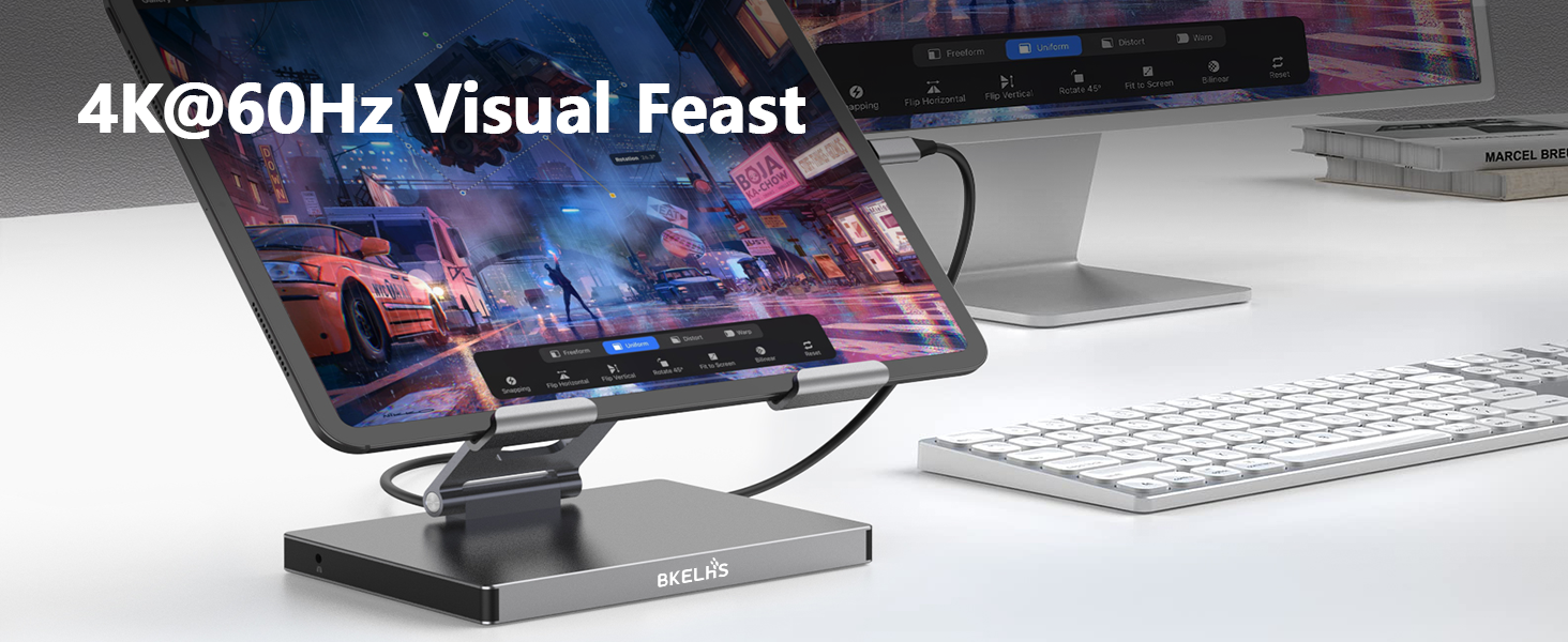 Хаб-станція для iPad Pro/Air M5/M3/M4 з USB-C, 9-в-1: HDMI 4K, RJ45, SD/TF, 3 USB 3.0, 3.5mm Audio, для Samsung Tablet