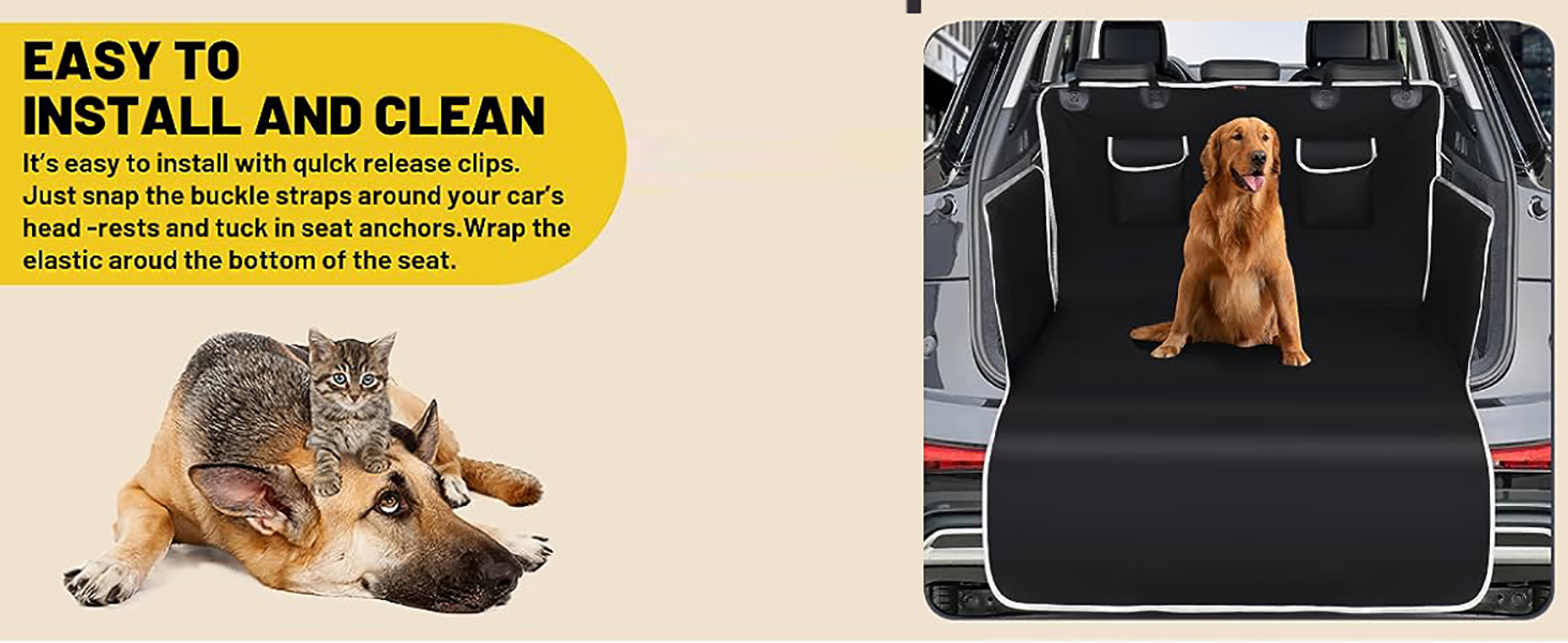 Захист для багажника автомобіля для собак з боковим захистом, ультралегкий та водонепроникний (105x185 см), універсальний для SUV/Kombi/малих автомобілів, міцна собача ковдра з покращеним клямром