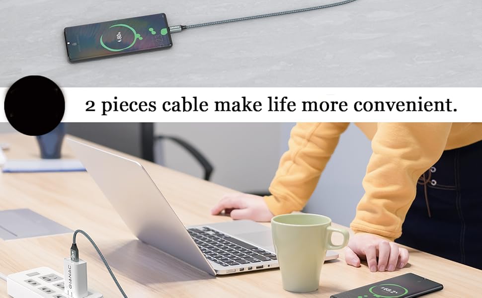 Кабель USB C 2 шт. (2м) 3.1A, швидка зарядка та синхронізація. Підходить для Samsung, Huawei, Sony Xperia