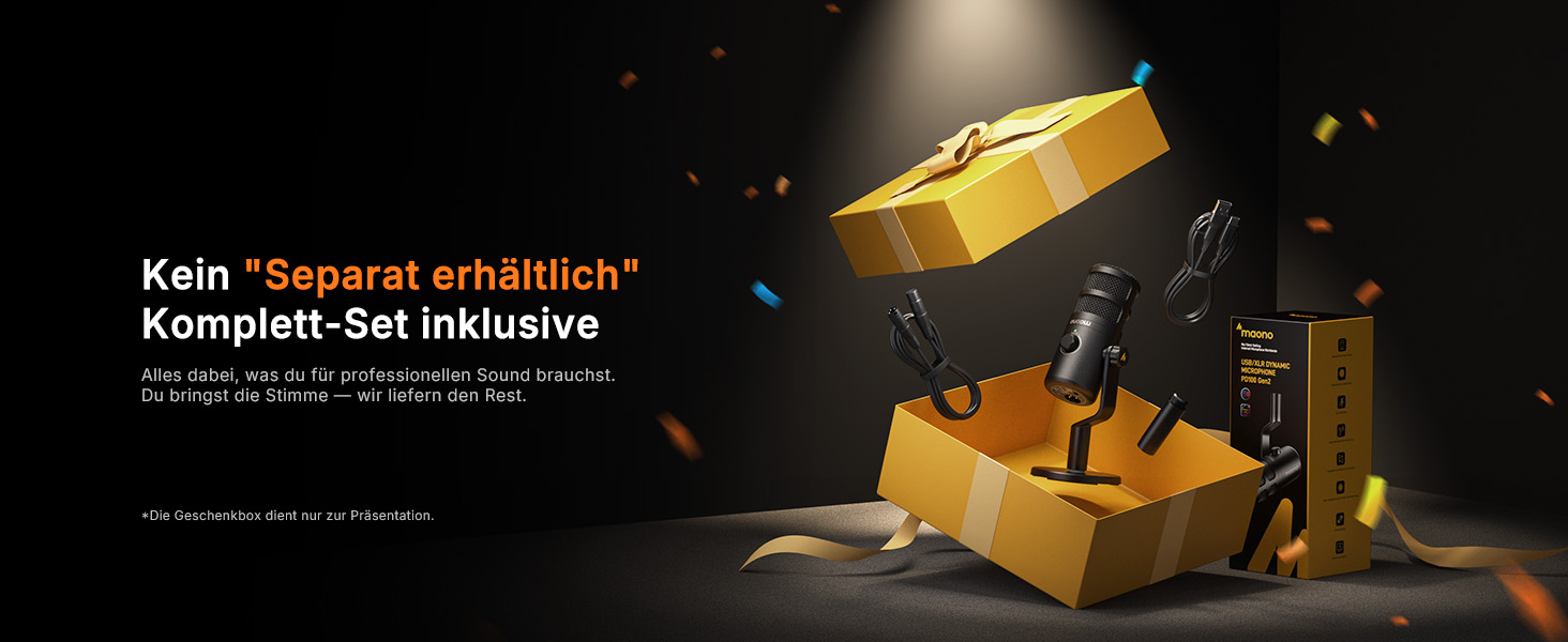 Динамічний USB/XLR мікрофон MAONO PD100 Gen2S для стрімінгу та подкастів, 192кГц/24біт, з кнопкою Mute та моніторингом, металевий корпус, комплект для ПК та Homeoffice