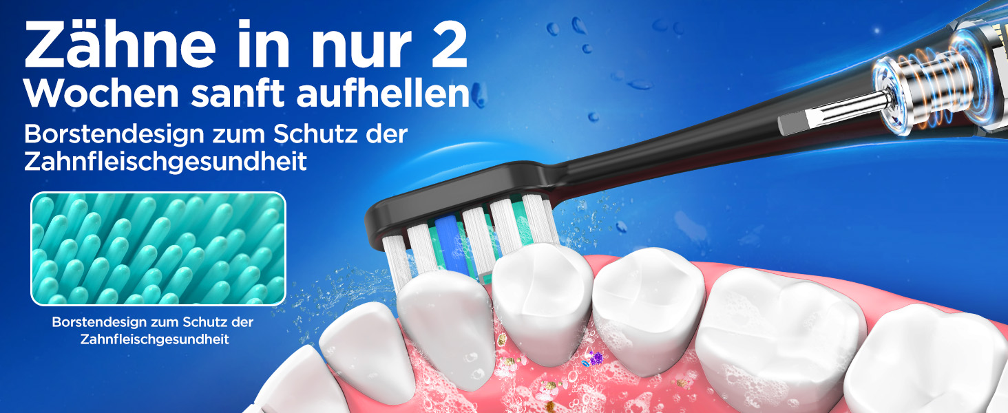 Електрична зубна щітка зі звуковими вібраціями, 8 насадок (3 типи), таймер, 120 днів роботи від акумулятора, 5 режимів чищення, чорний колір, для дорослих, з зарядною станцією