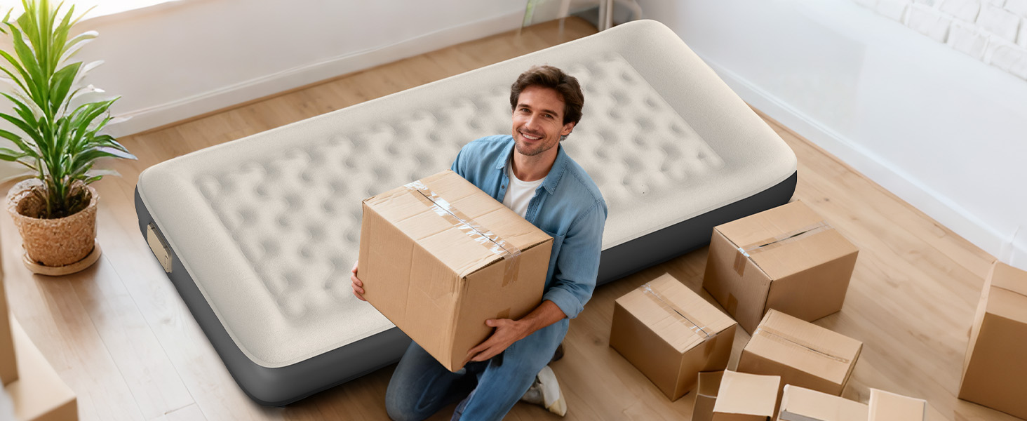 Надувний матрац KASIMO TPU самонадувний 1-місний з електричним насосом та подушкою, 190x90x22 см для дому та кемпінгу