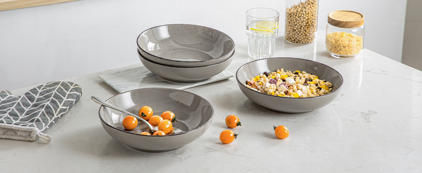 Набір супових тарілок Vancasso HARUKA Navia-gray, 4 шт, 1000 мл, кераміка