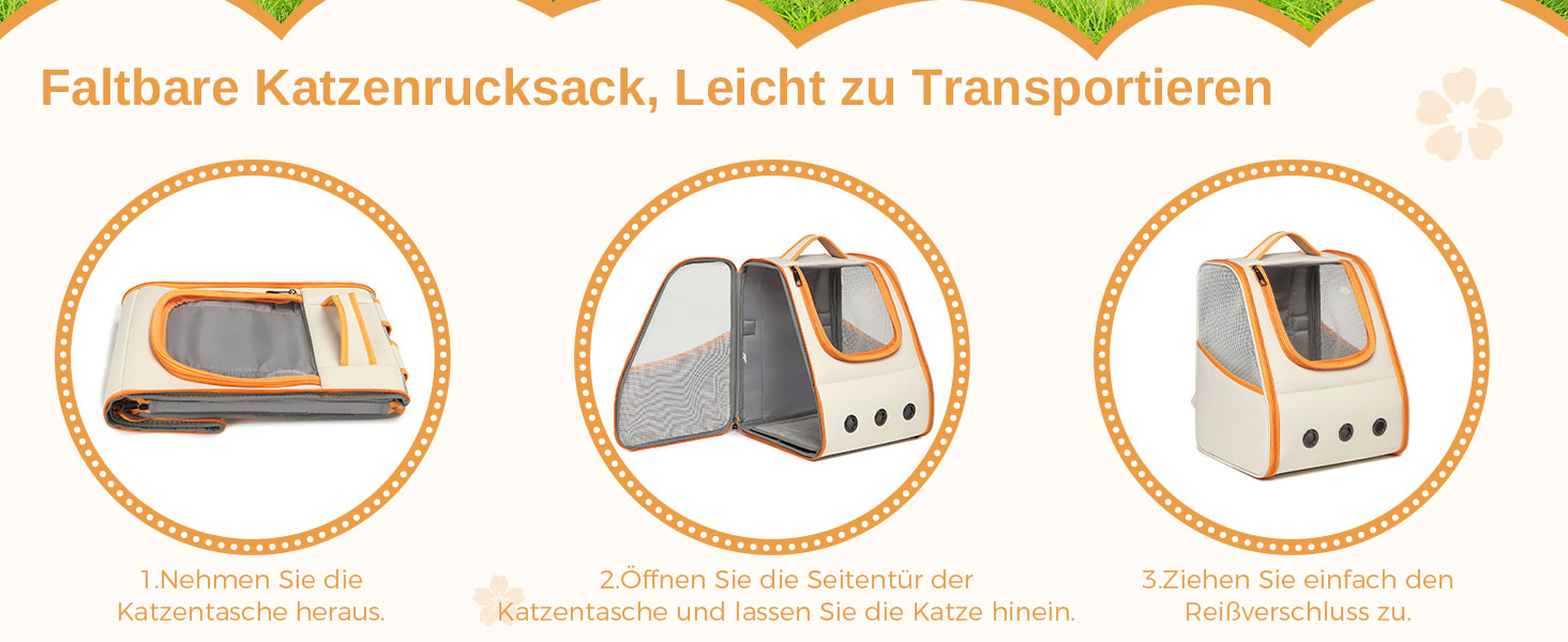 Рюкзак для кота/собаки, складаний, з вентиляцією, оранжево-білий