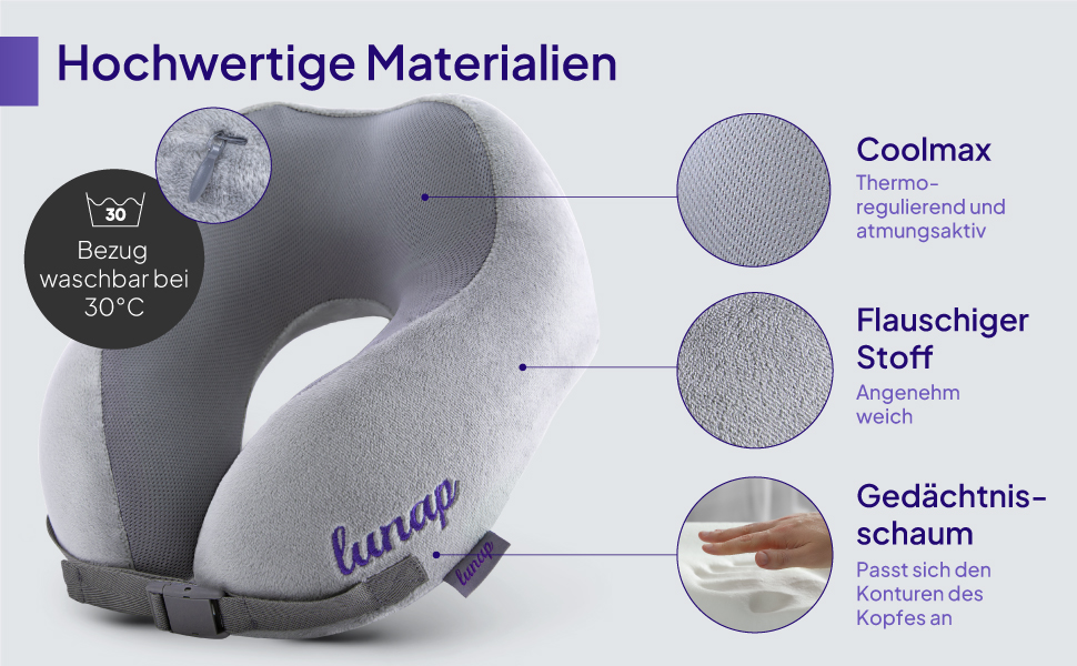Подушка для шиї у літак та автомобіль Trusty U | Memory Foam, дихаюча тканина, зручна для подорожей