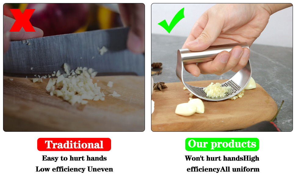 Набір прес-подрібнювачів часнику з нержавіючої сталі (3 шт.) - прес, подрібнювач, м'юлер, кухонний аксесуар з силіконовим очищувачем