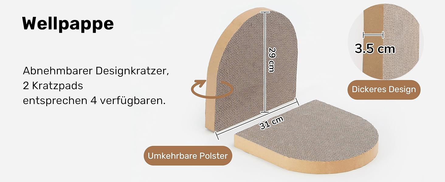 Котячий когтетоп FUKUMARU: диван з картону та фільцу, 61 см, блакитний