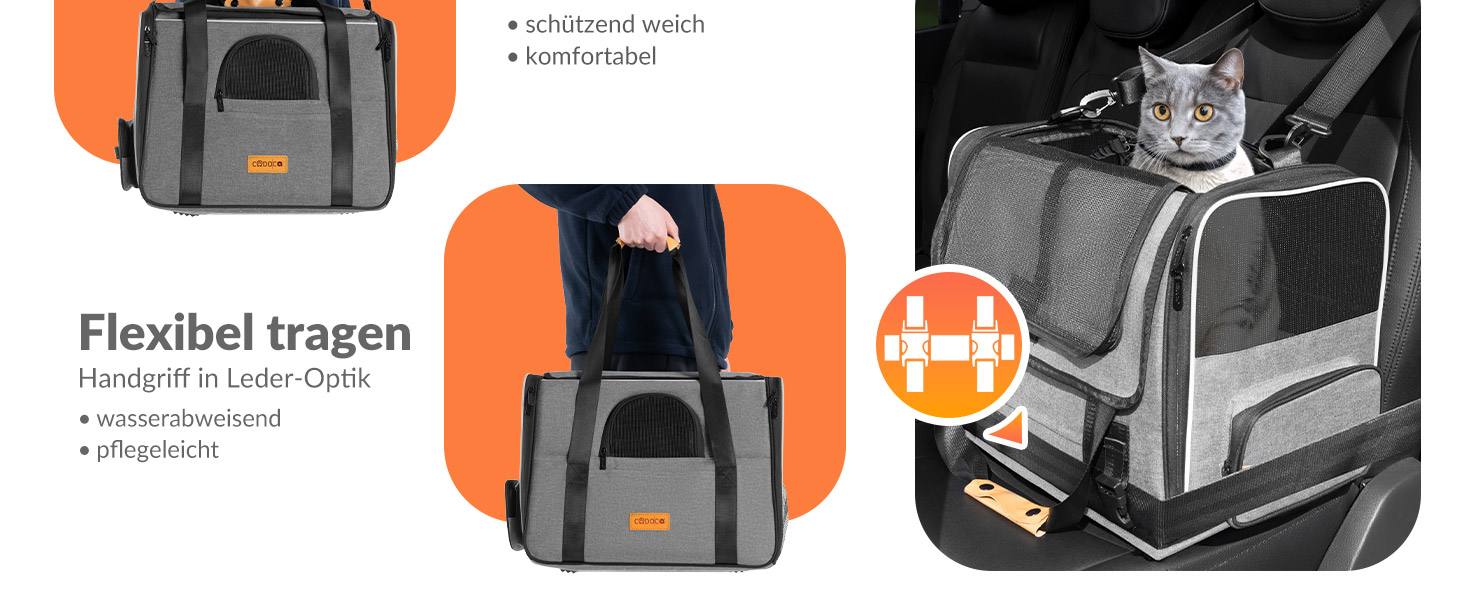 Транспортна переноска для котів до 20 кг, складна, з сонце- та водонепроникним дахом, плечовим ременем та мискою, дихаюча, комфортна, з обертовим подушкою, переноска для котів/собак, для автомобіля, колір антрацит