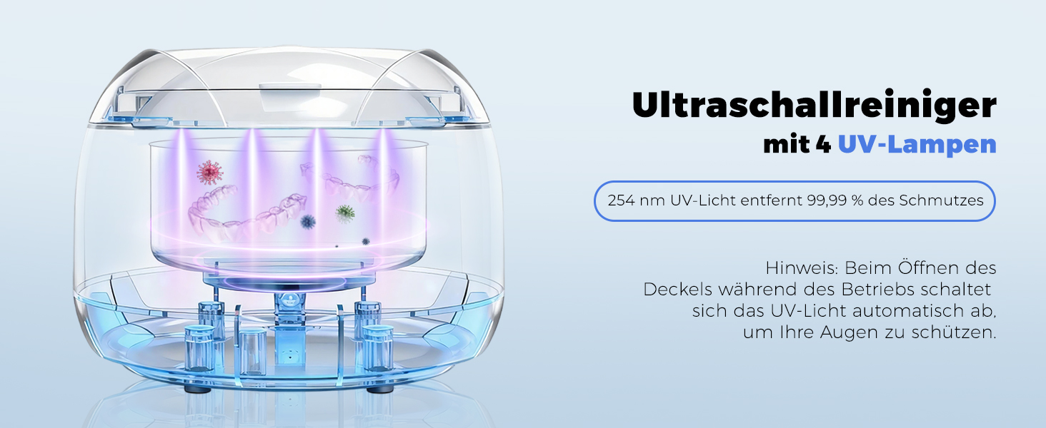 Ультразвукова ванна для чищення 45 кГц з УФ-лампою 200 мл - 4 режими для брекетів, кап, ювелірних виробів (Біла)