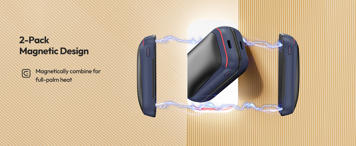 Електричний грілка для рук Gaiatop 2 шт. з магнітом, USB, багаторазовий, 3 швидкості нагріву, компактний, подарунок для чоловіків та жінок (блакитний)