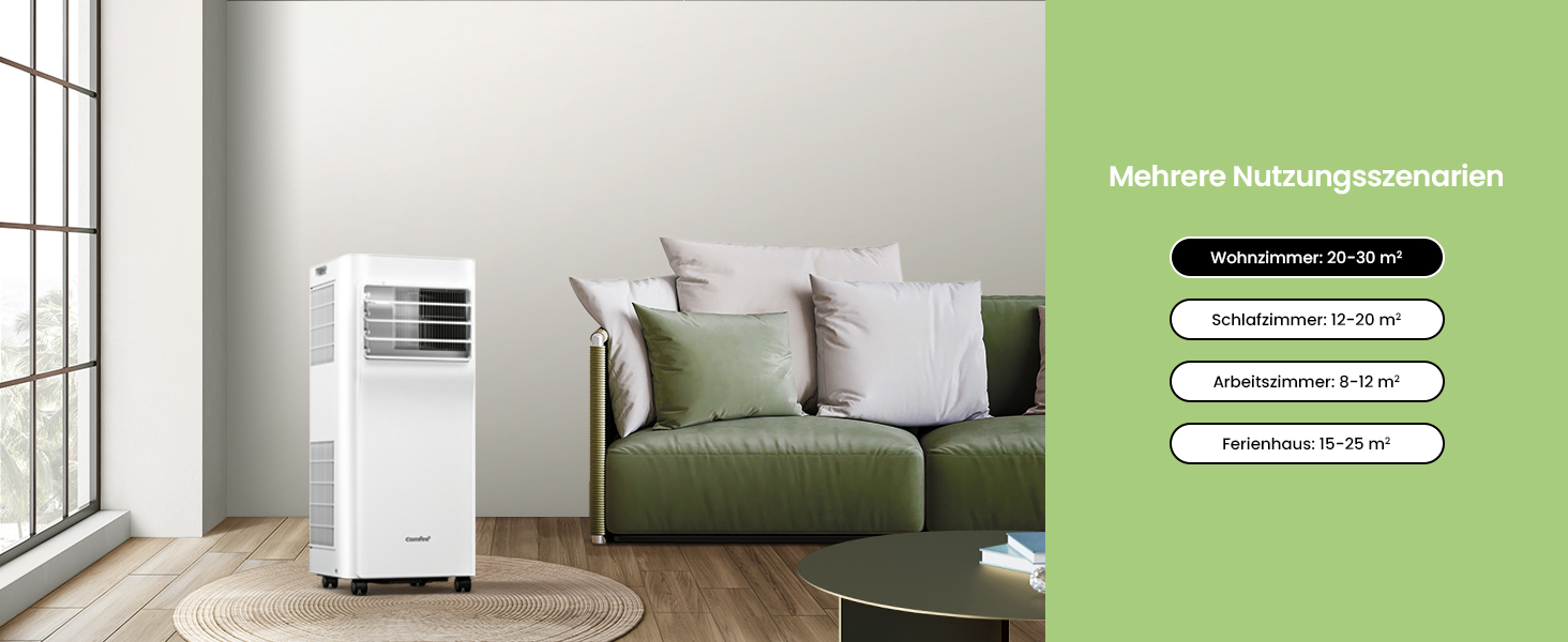 Мобільний кондиціонер Comfee Breezy Cool Pro 2.0, 7000 BTU (2.0kW), охолодження, вентиляція, осушення, керування через додаток, для кімнат до 68м³