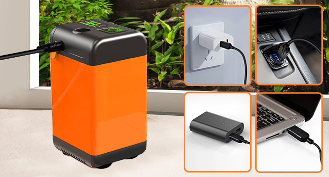 Портативний душ для кемпінгу 6000mAh з помпою, індикатором температури, душовою насадкою та 2м шлангом для саду, подорожей, авто і тварин