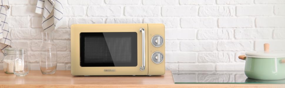 Мікрохвильова піч Cecotec Proclean 5110 Retro Blue, 20л, 700W, мікрохвилі з грилем, 8 програм, таймер 60 хв, функція розморожування, механічне керування, ретро дизайн