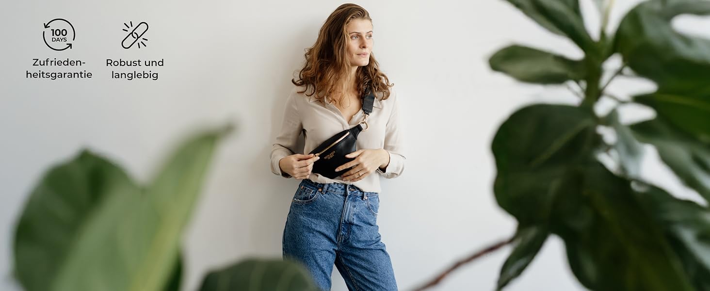 Чоловіча/Жіноча сумка через плече Berliner Bags Preiu Bauchtasche, шкіряна поясна/бананка (Чорний / Золотий, M)