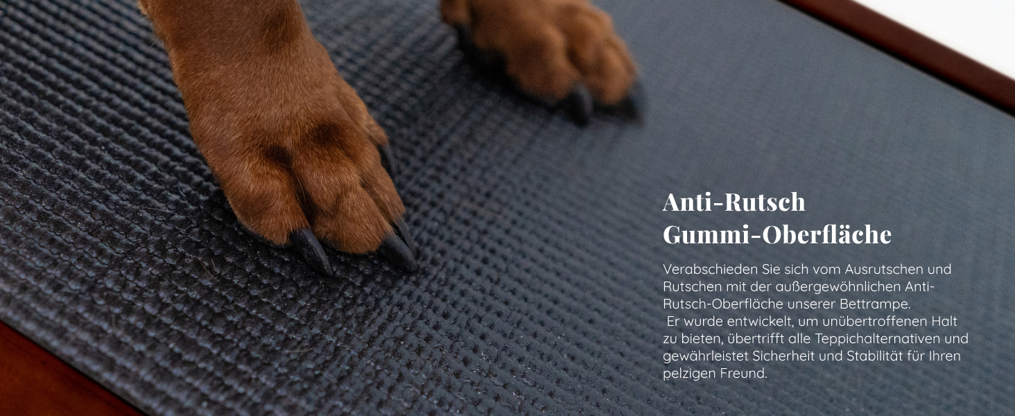 Східці для собак до ліжка з огорожею - для великих собак до 90 кг - регульована висота до 94.5 см - ширина 49.5 см - складаються - антиковзні ручки - з берези - колір натуральний (волоський горіх)