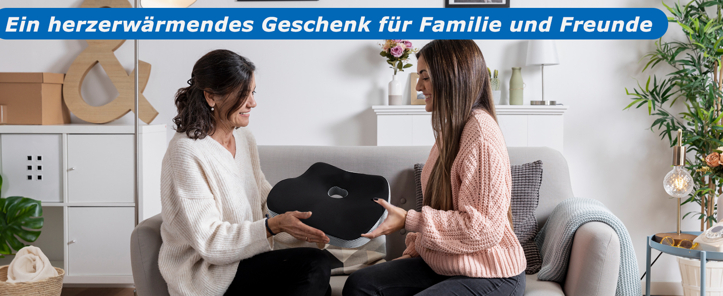 Подушка для офісного крісла з Memory Foam: ортопедична підтримка куприка, зменшення тиску, широка подушка для офісу, авто, інвалідного візка - чорний/сірий