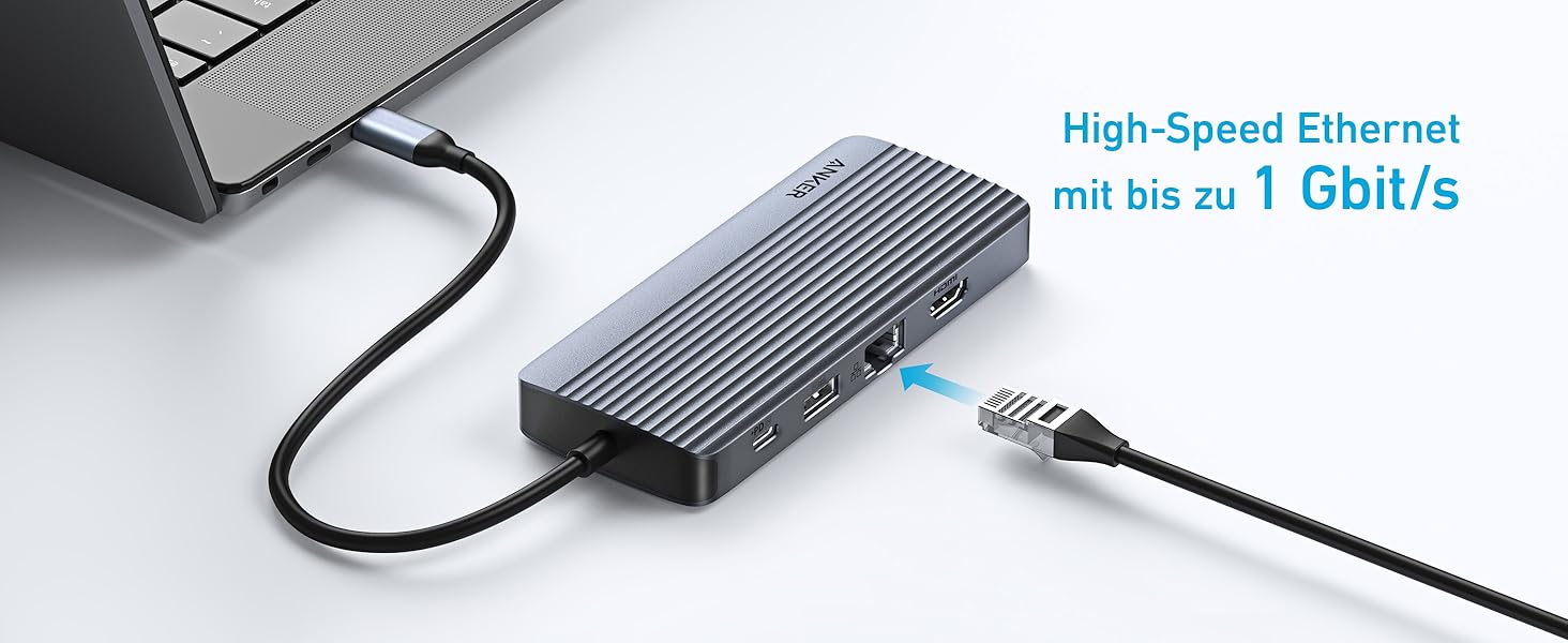 Хаб USB-C Anker з двома HDMI, 100W, 10Gbit/s, 10-в-1 для MacBook, Dell, iPad Pro