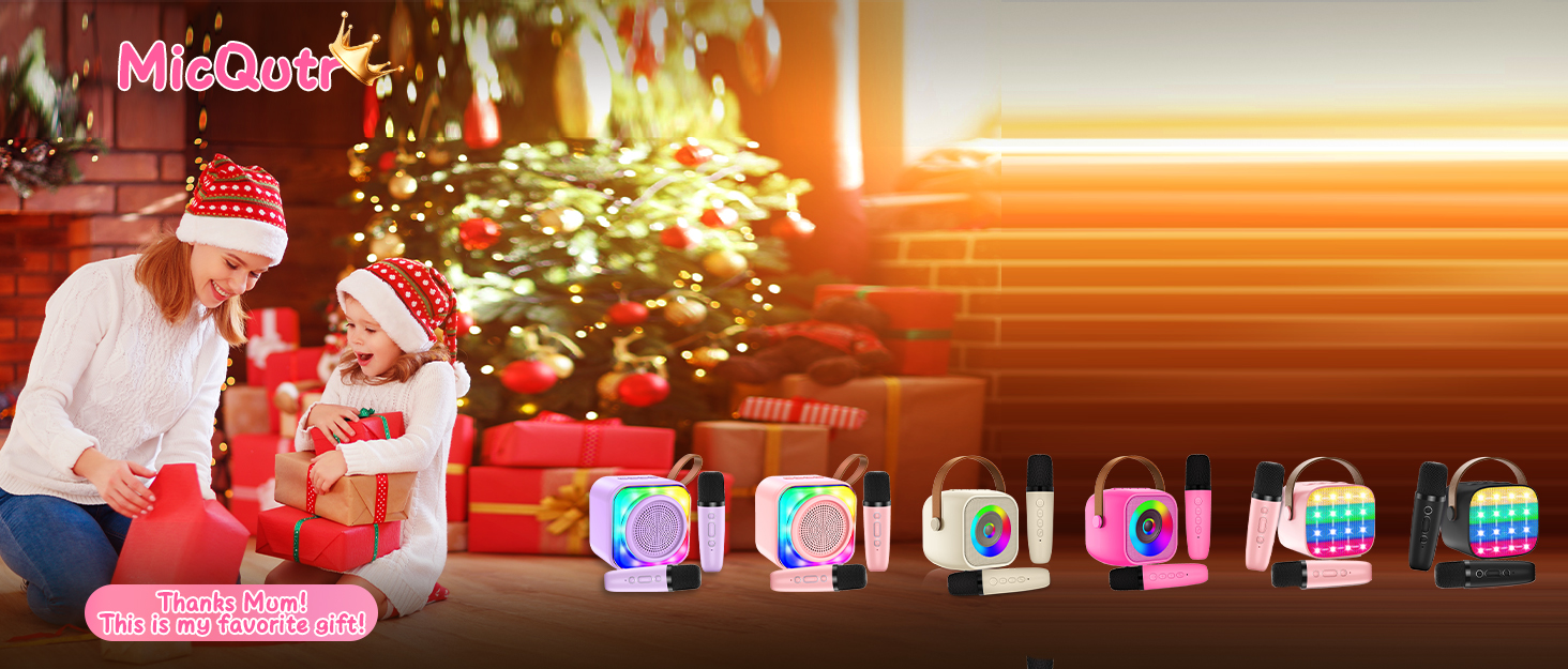 Дитяча караоке-машина з 2 мікрофонами, Bluetooth, LED-підсвітка, для дівчаток та хлопчиків 3-12 років, рожева