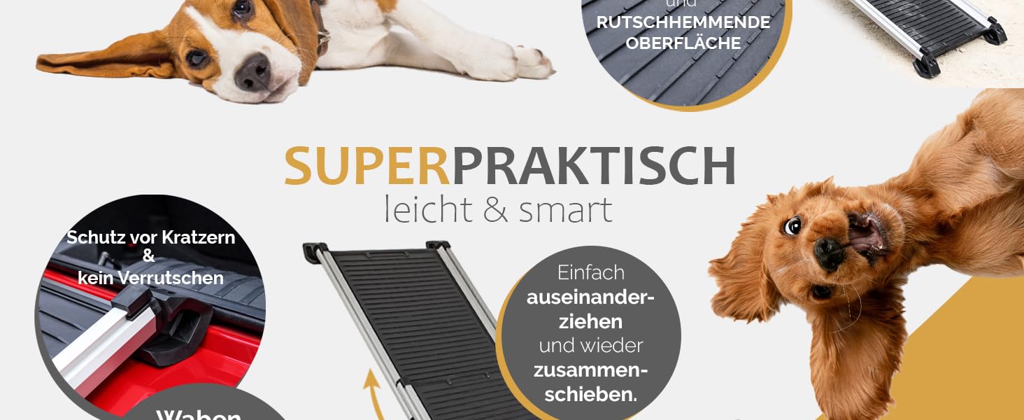 Рампа для собак у автомобіль Teleskop, висувна, алюміній, до 90 кг, протиковзка, для SUV