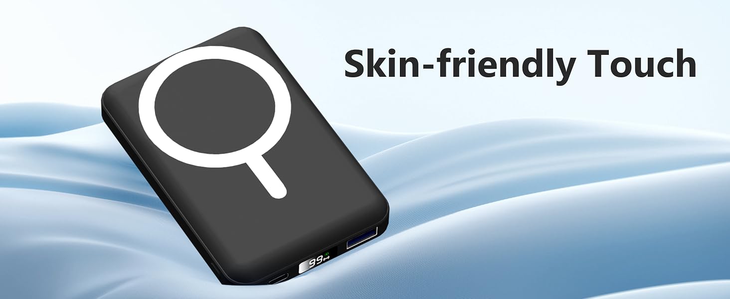 Бездротовий Power Bank AOGUERBE MagSafe 10000mAh, зовнішній акумулятор з магнітним кріпленням, швидка зарядка 22.5W, USB-C, для iPhone 17/16/15/14/13/12 Pro Max (Чорний)