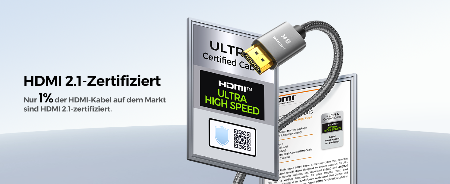 Кабель HDMI 2.1 Silkland 8K (2м) - Сертифікований, eARC, 48Gbps, сумісний з PS5, Fire TV, HDTV, Laptop