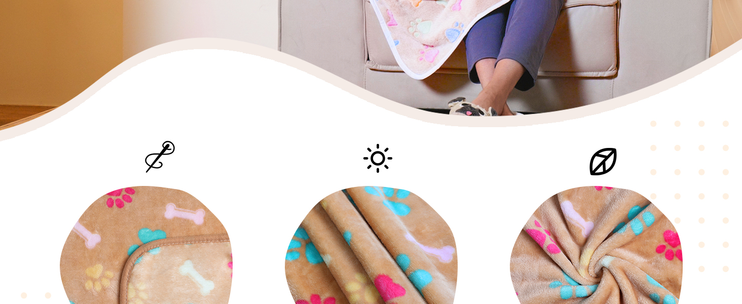 М'яка ковдра для собак та котів Luciphia, 3 шт. у наборі, 104*76 см, фліс, сіра з лапками