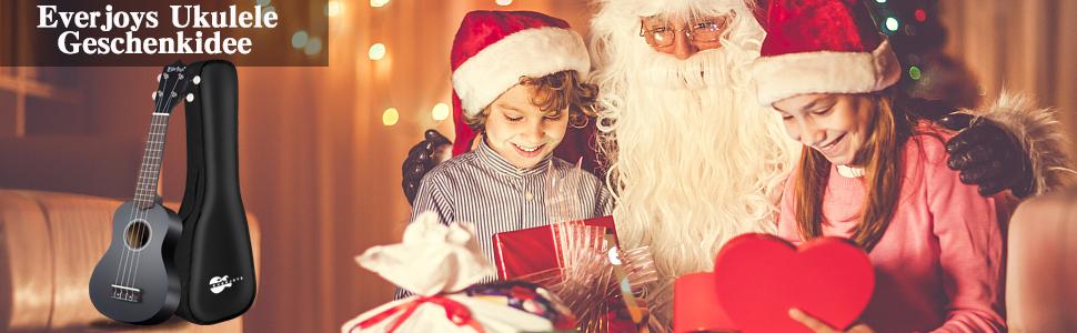 Укулеле Everjoys Sopran для дорослих 21 дюйм, стартовий набір з чохлом, тюнером, зошитом пісень, струнами та медіатором, маленька гавайська гітара, чорний колір