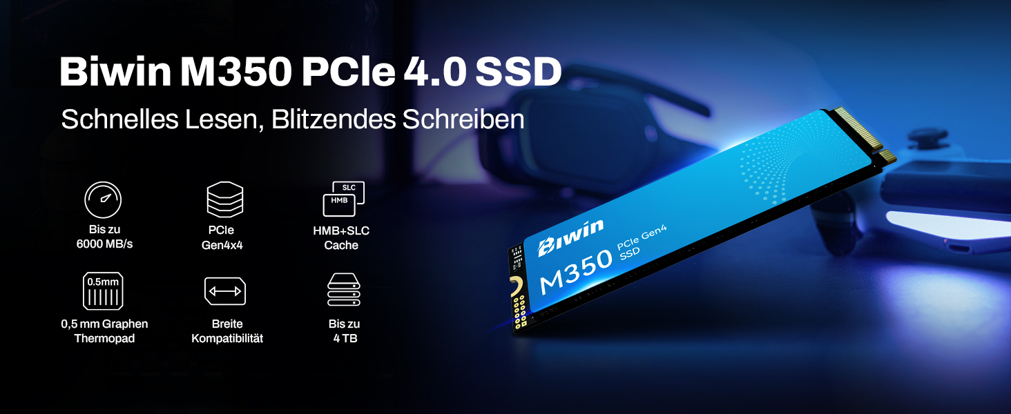 SSD BIWIN NV7200 M.2 2TB NVMe 2.0 PCIe Gen4x4 - до 7200 МБ/с, HMB, для ПК, ноутбука, PS5