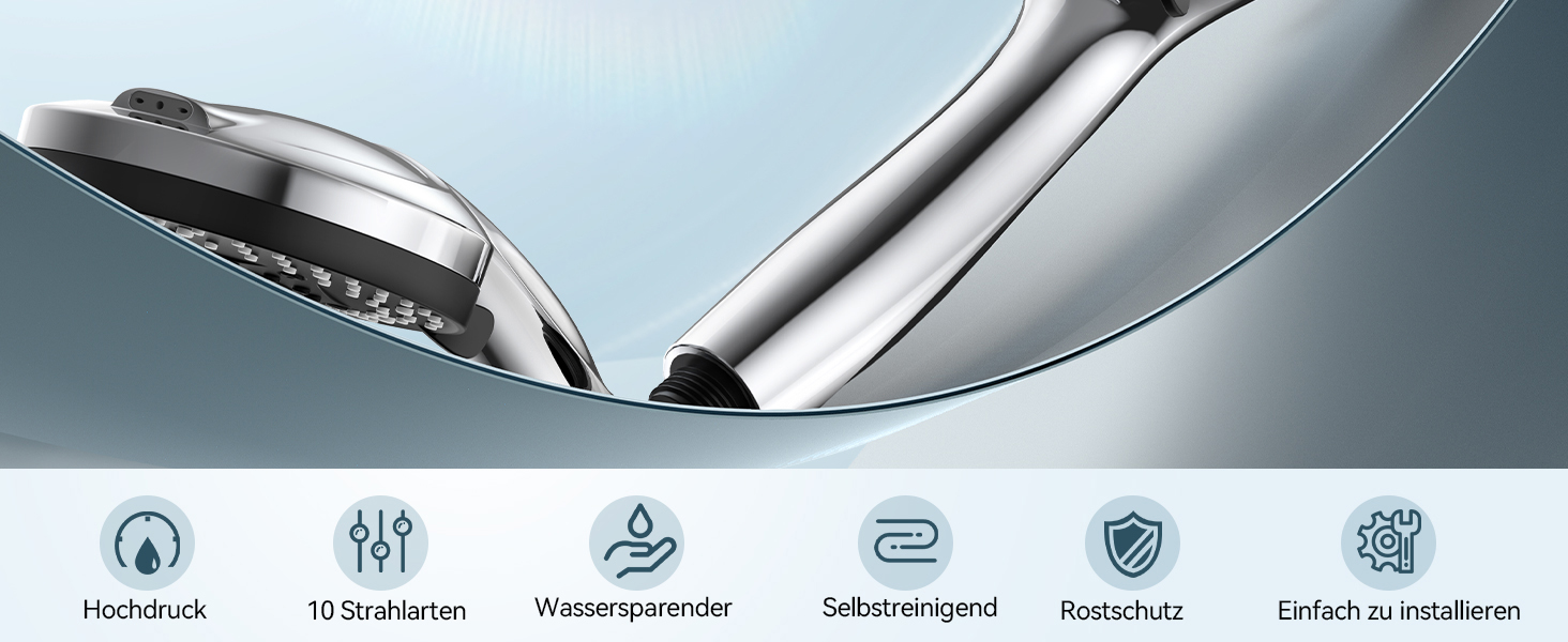 Насадка для душу VOXON з 10 режимами, високий тиск, економія води, для чищення ванни та плитки