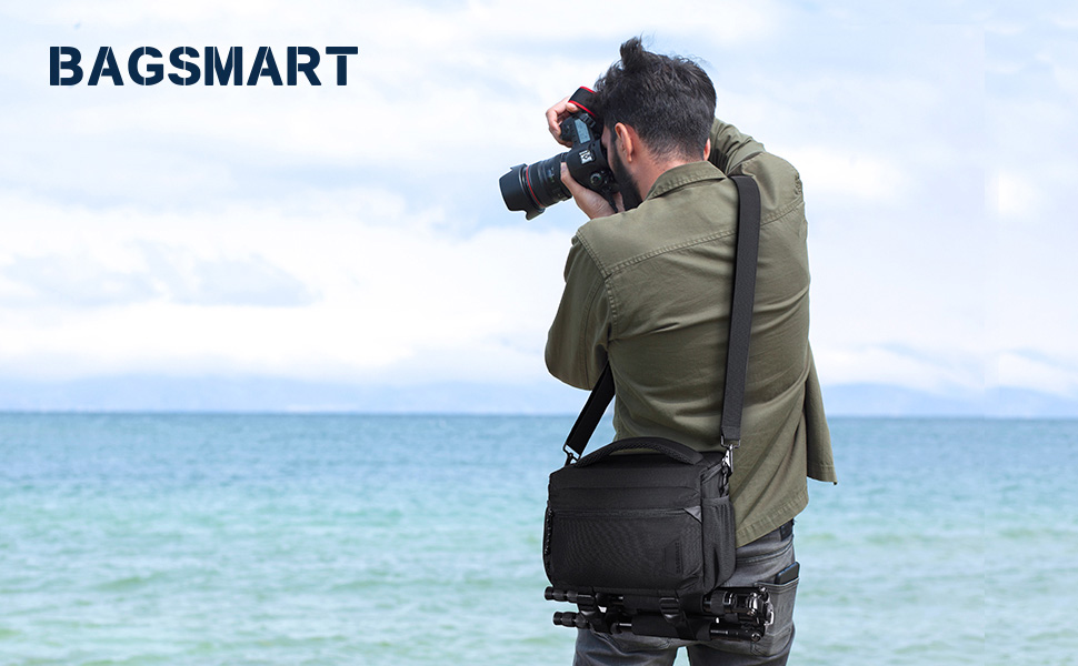 Сумка для камери Bagsmart: водонепроникна фотосумка для DSLR/SLR з дощовиком, чорна