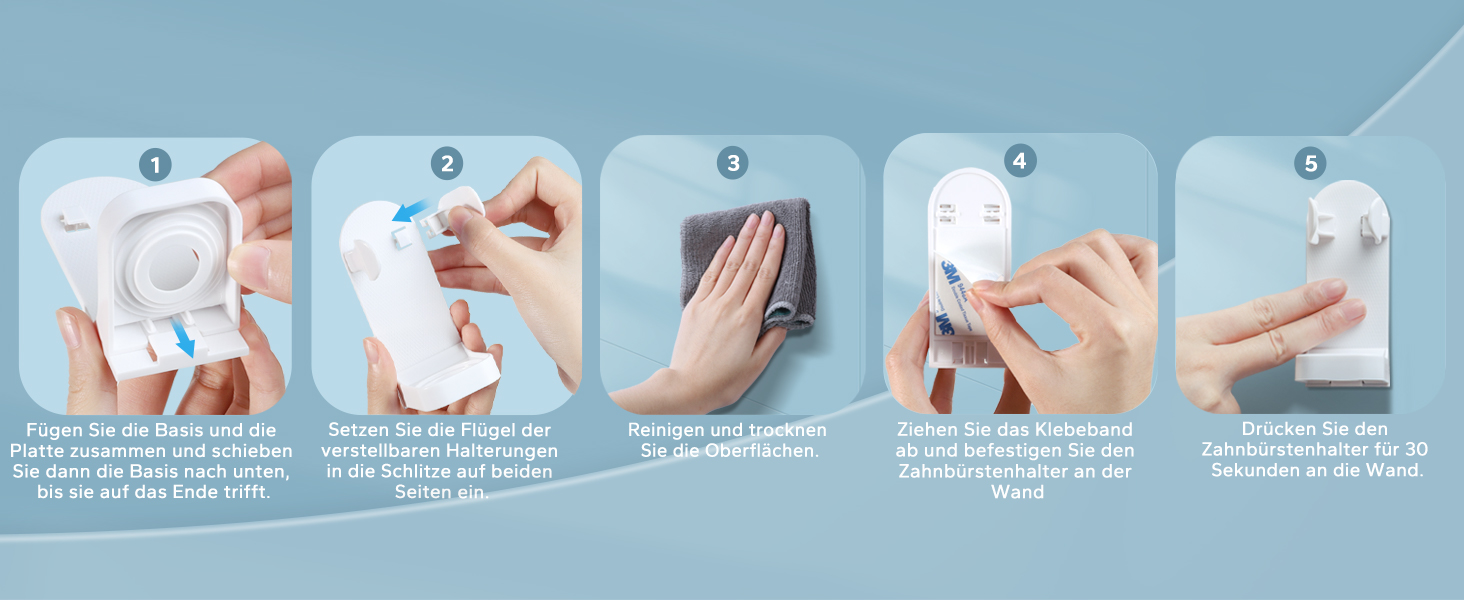 Дзеркальний тримач для електричних зубних щіток HOMMAND (2 шт.) - настінний, універсальний, білий